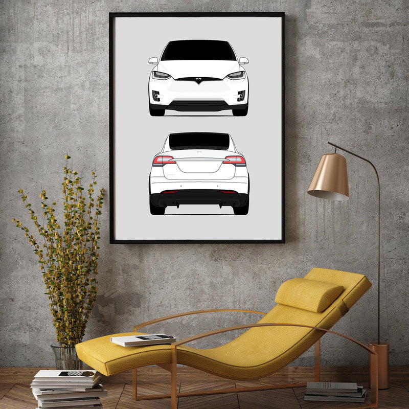 Tesla Model X (2015-2020) (Front and Rear) Poster