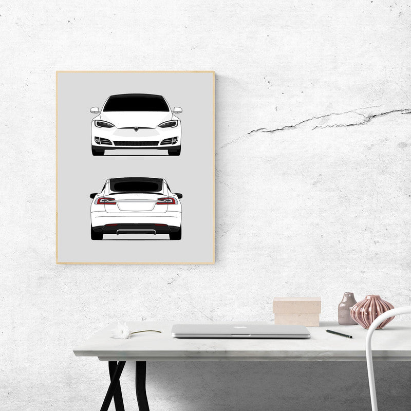 Tesla Model S (2017-2020) (Front and Rear) Poster