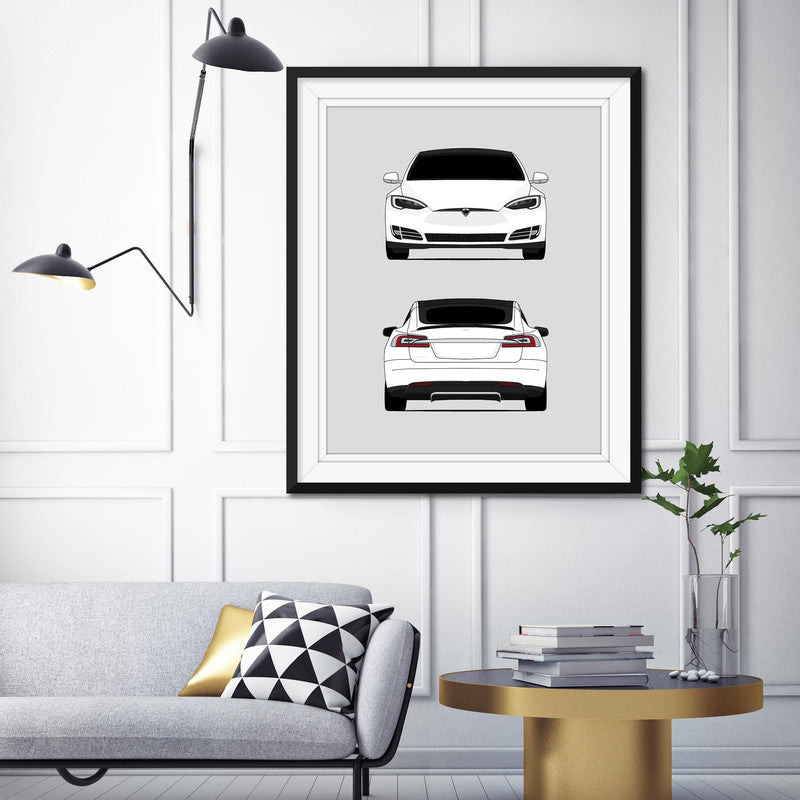Tesla Model S (2017-2020) (Front and Rear) Poster