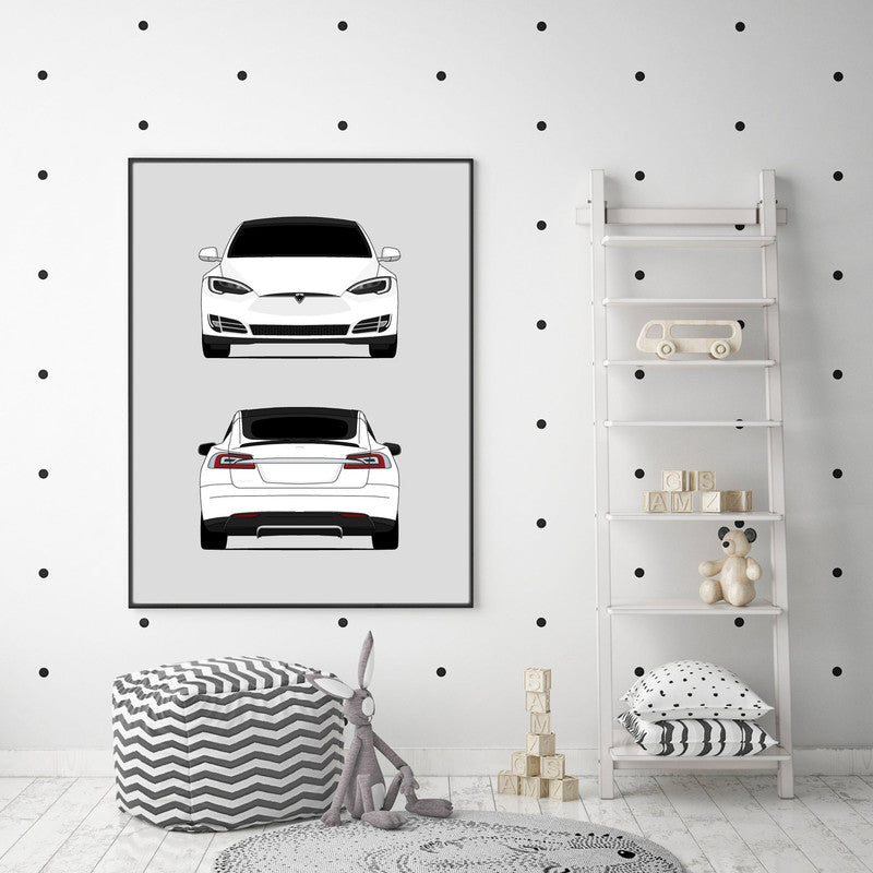 Tesla Model S (2017-2020) (Front and Rear) Poster