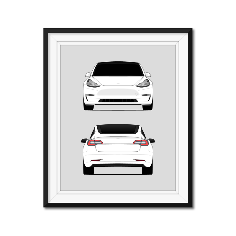 Tesla Model 3 Front and Rear View