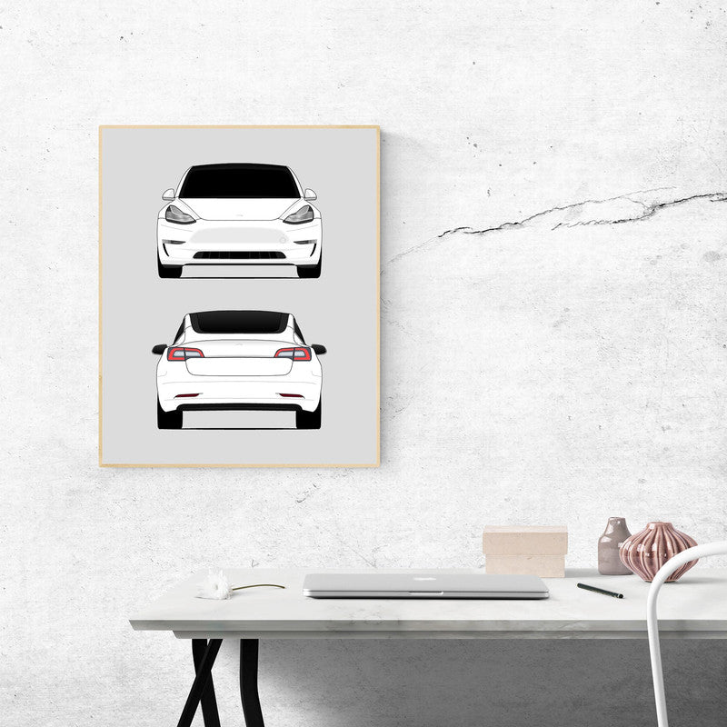 Tesla Model 3 Front and Rear View