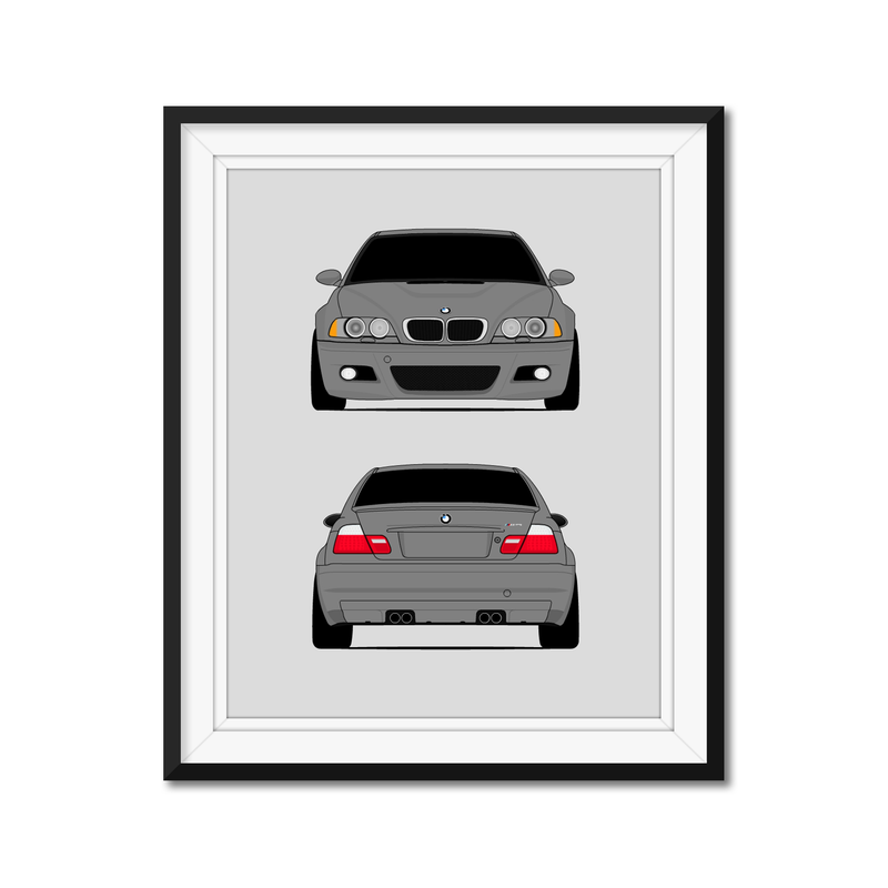 BMW M3 E46 (2001-2006) (Front and Rear) Poster