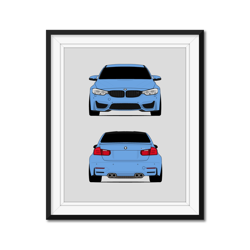 BMW M3 F80 (2014-2017) (Front and Rear) Poster