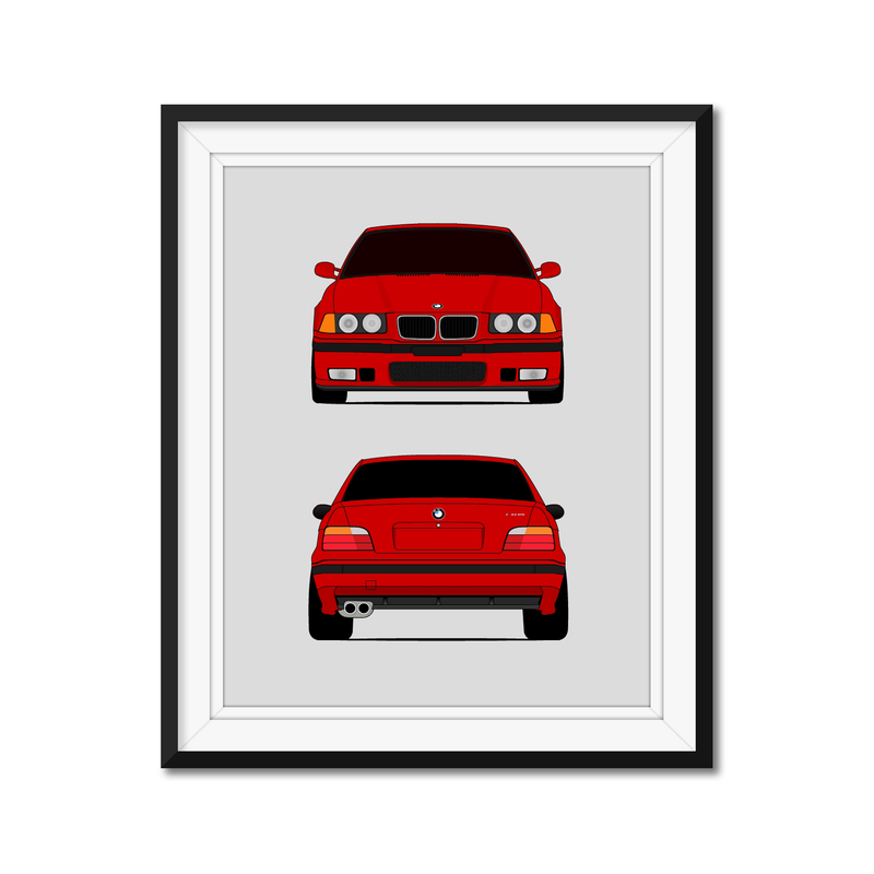 BMW M3 E36 (1995-1999) (Front and Rear) Poster