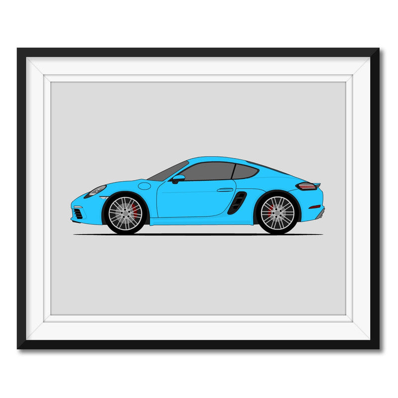 Porsche Cayman S 718 (2016-2020) (Side Profile) Poster