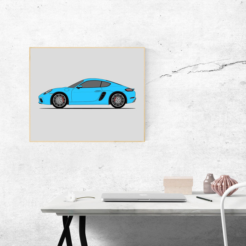 Porsche Cayman S 718 (2016-2020) (Side Profile) Poster