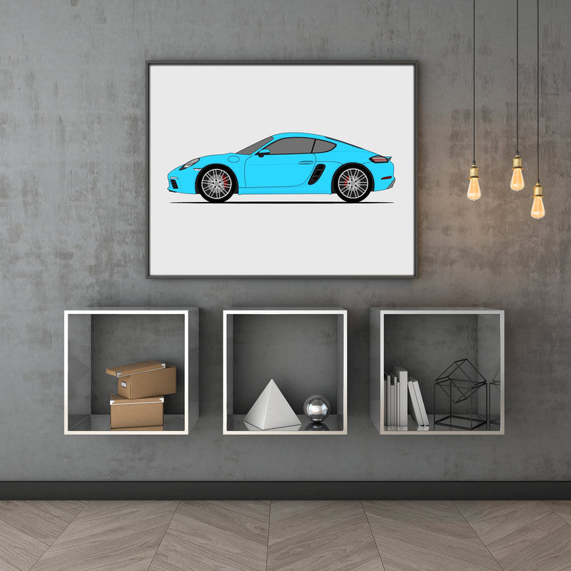 Porsche Cayman S 718 (2016-2020) (Side Profile) Poster