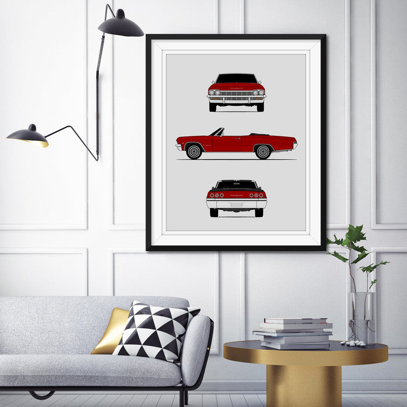 Chevy Impala Convertible (1965) (Front Rear Side) (Portrait) Poster