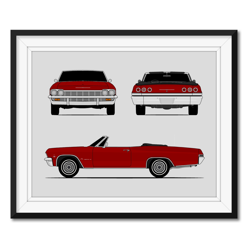 Chevy Impala Convertible (1965) (Front Rear Side) (Landscape) Poster