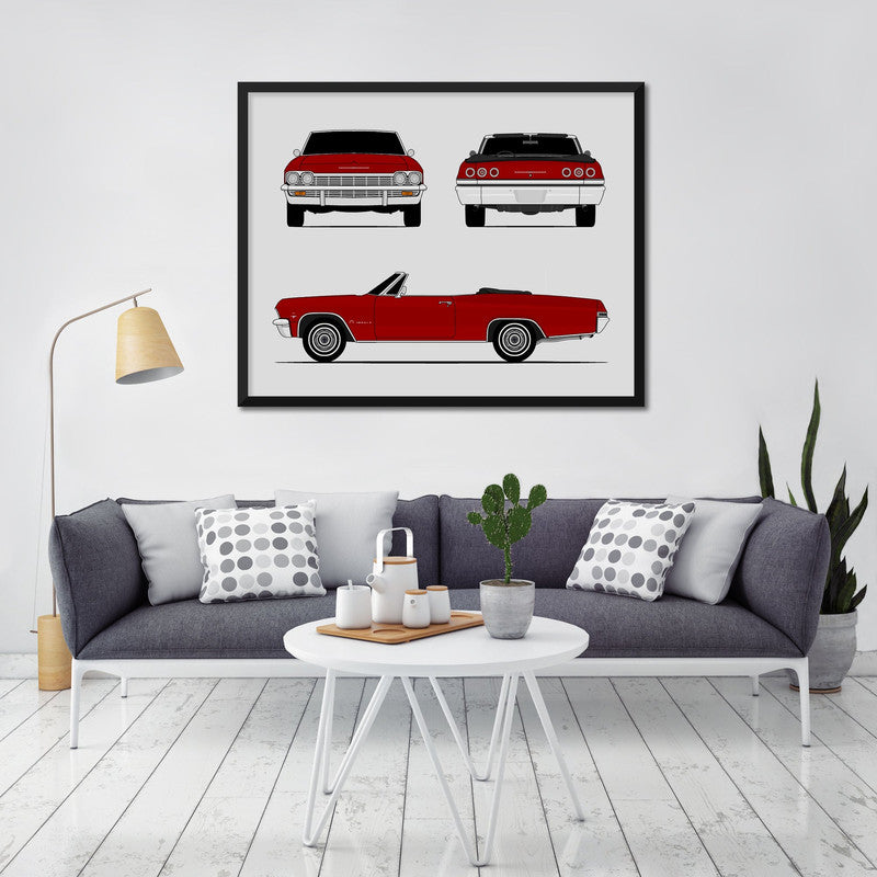 Chevy Impala Convertible (1965) (Front Rear Side) (Landscape) Poster