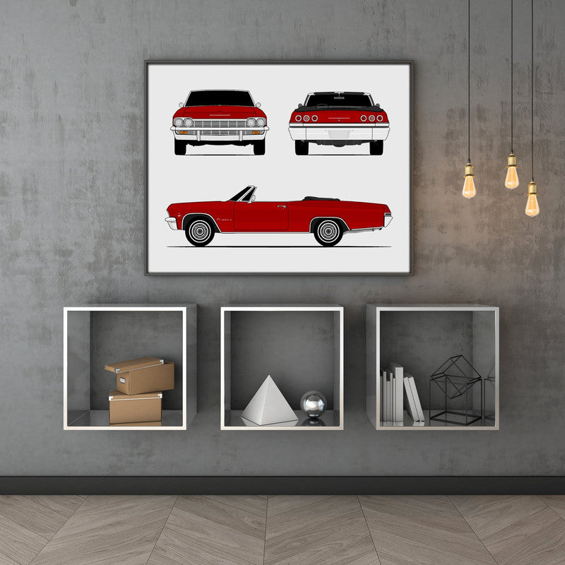 Chevy Impala Convertible (1965) (Front Rear Side) (Landscape) Poster