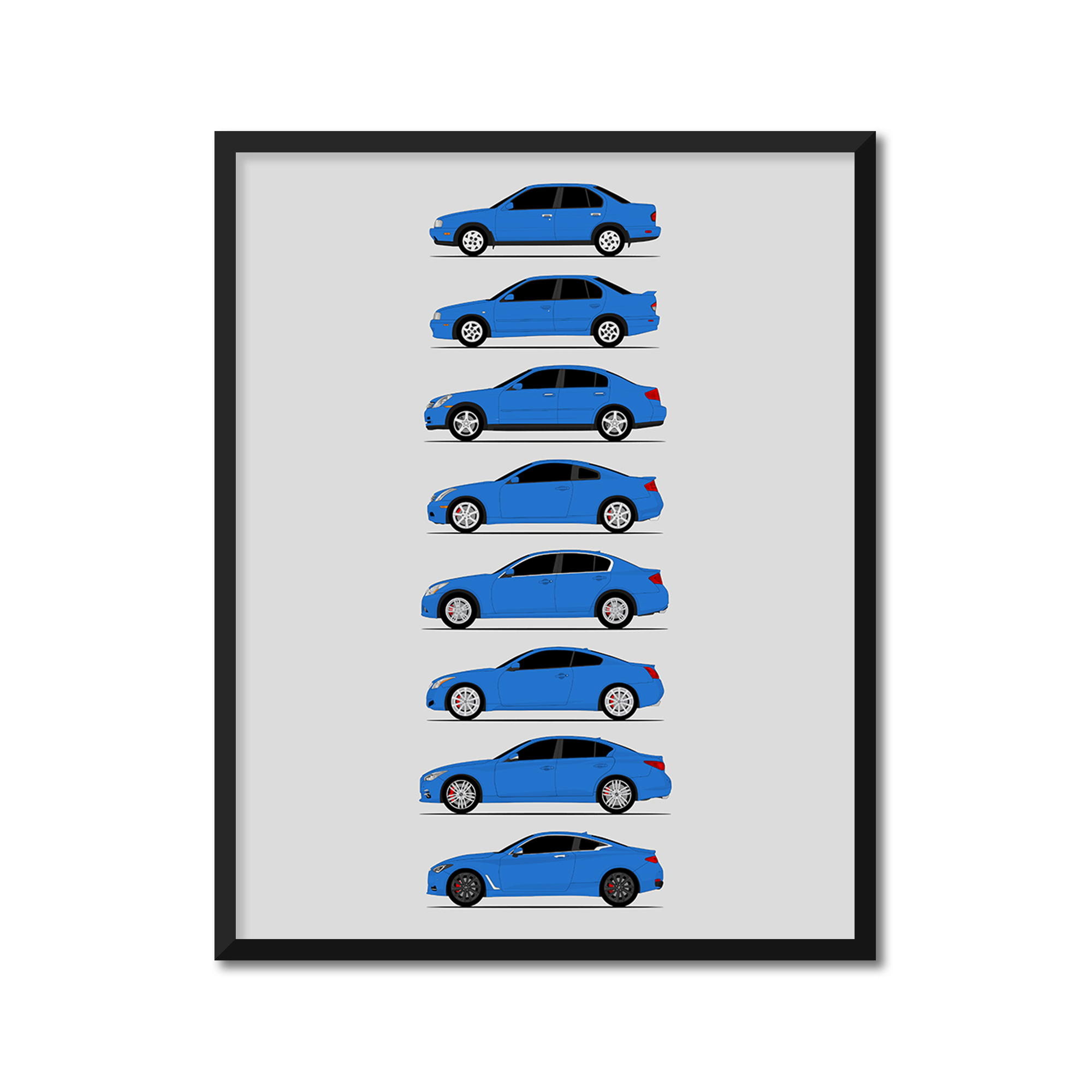 Infiniti G and Q Series Generations History and Evolution Poster (Side Profile)