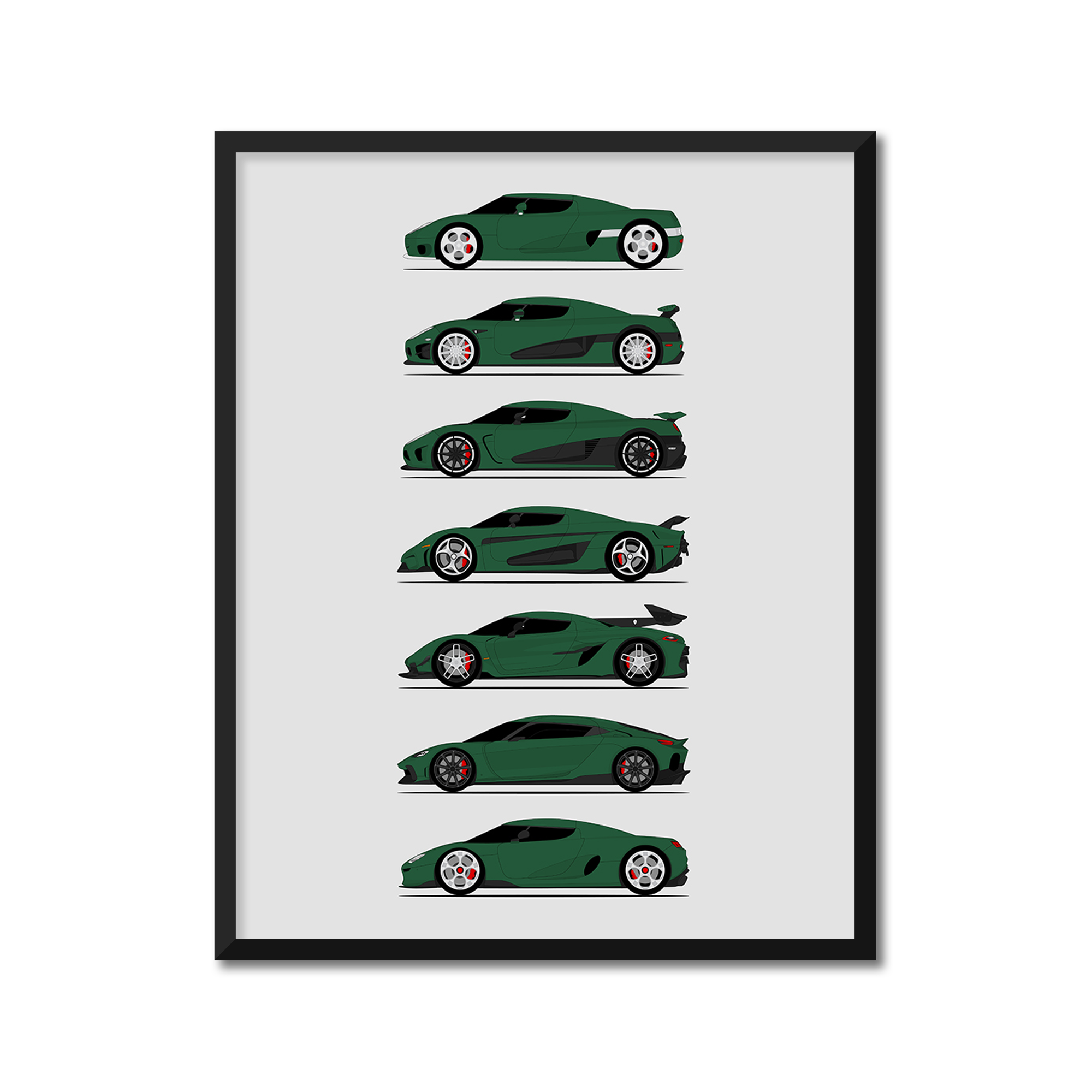 Koenigsegg Generations History and Evolution Poster (Side Profile)