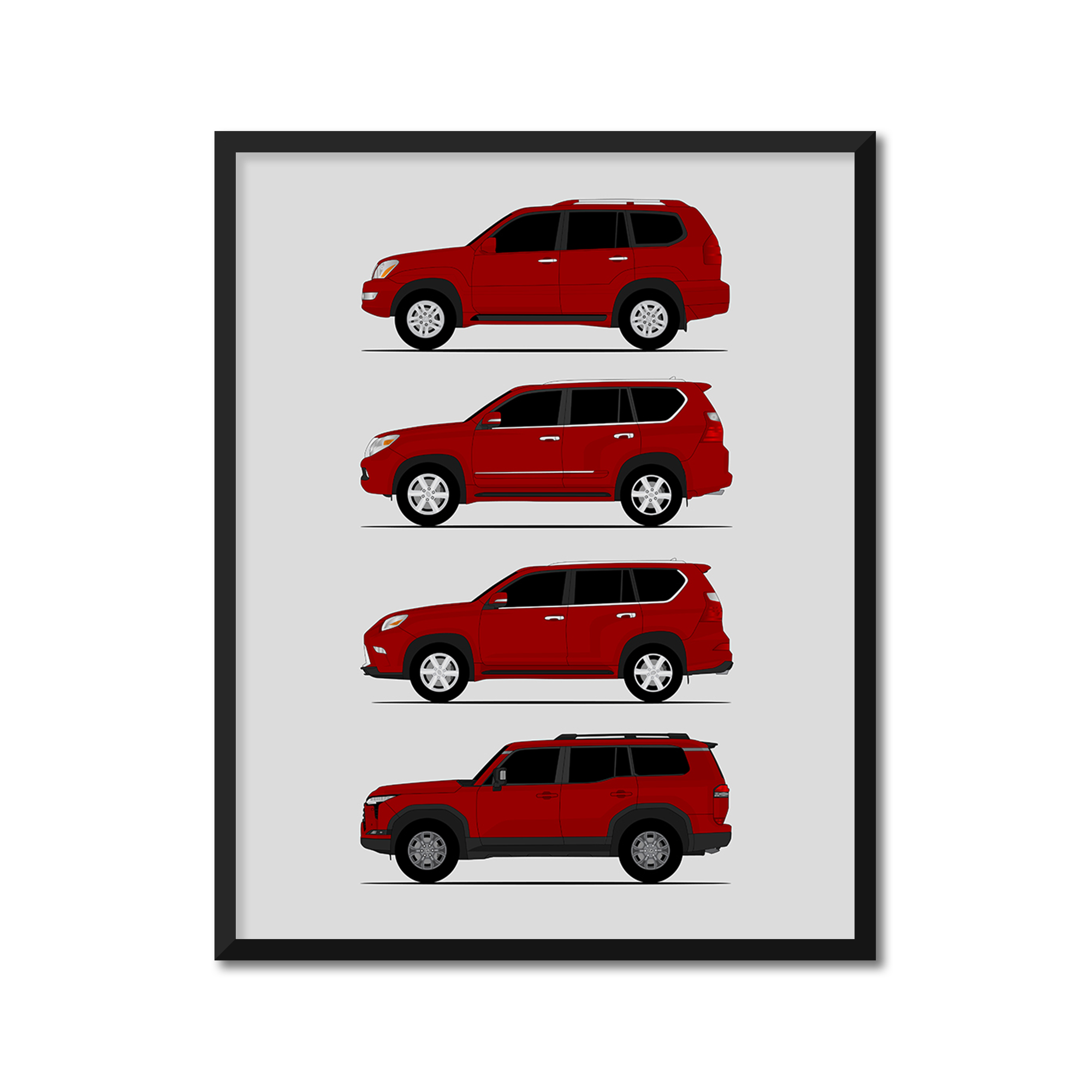 Lexus GX Generations History and Evolution Poster (Side Profile)