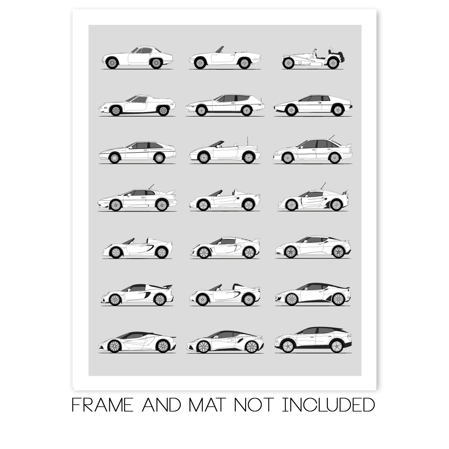 Lotus Best Generations History and Evolution Poster (Side Profile)