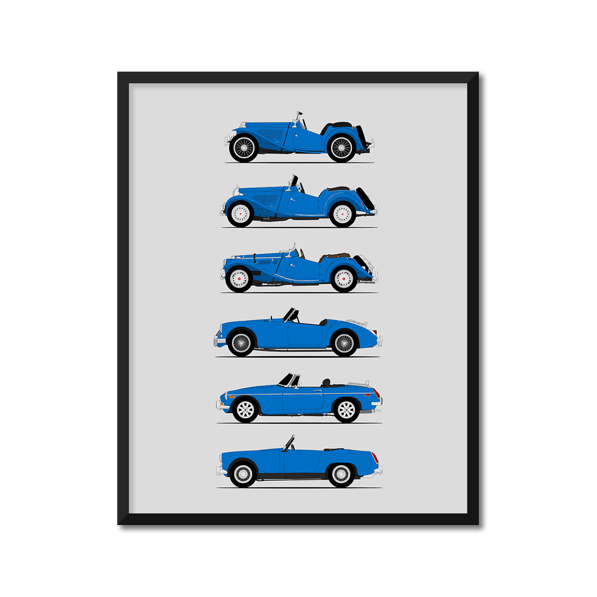 MG Sports Car Generations (Side Profile)