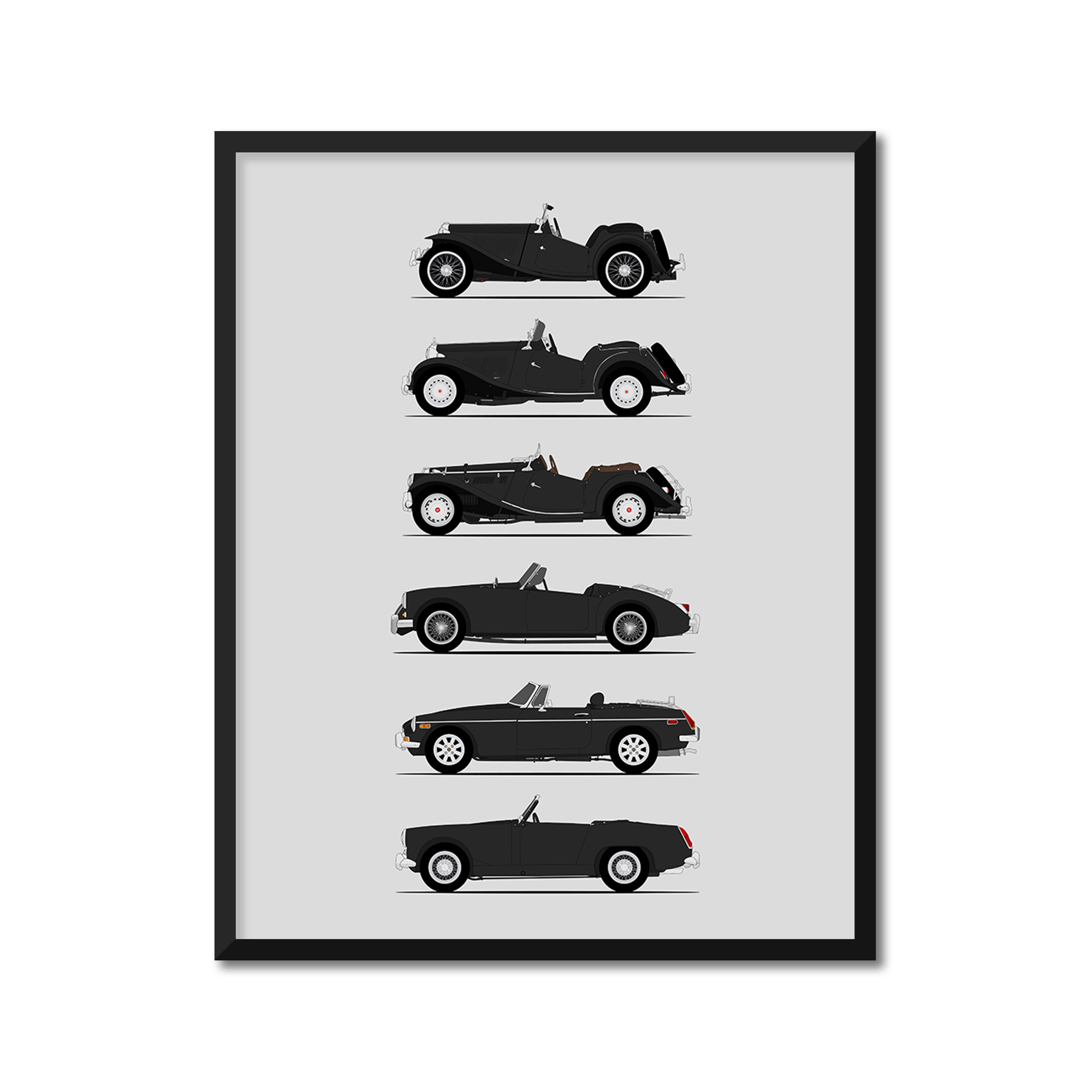 MG Sports Car Generations (Side Profile)