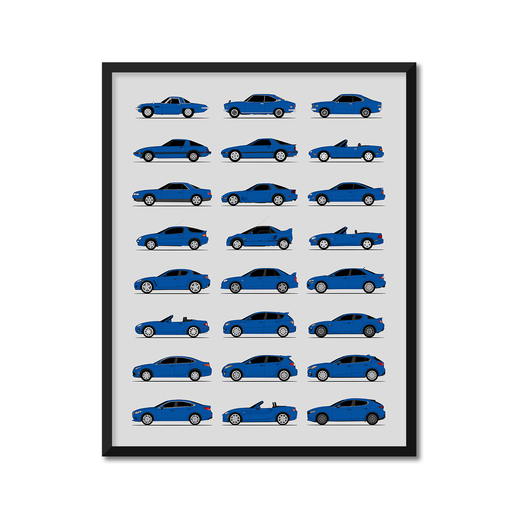 Mazda Best Generations History and Evolution Poster (Side Profile)