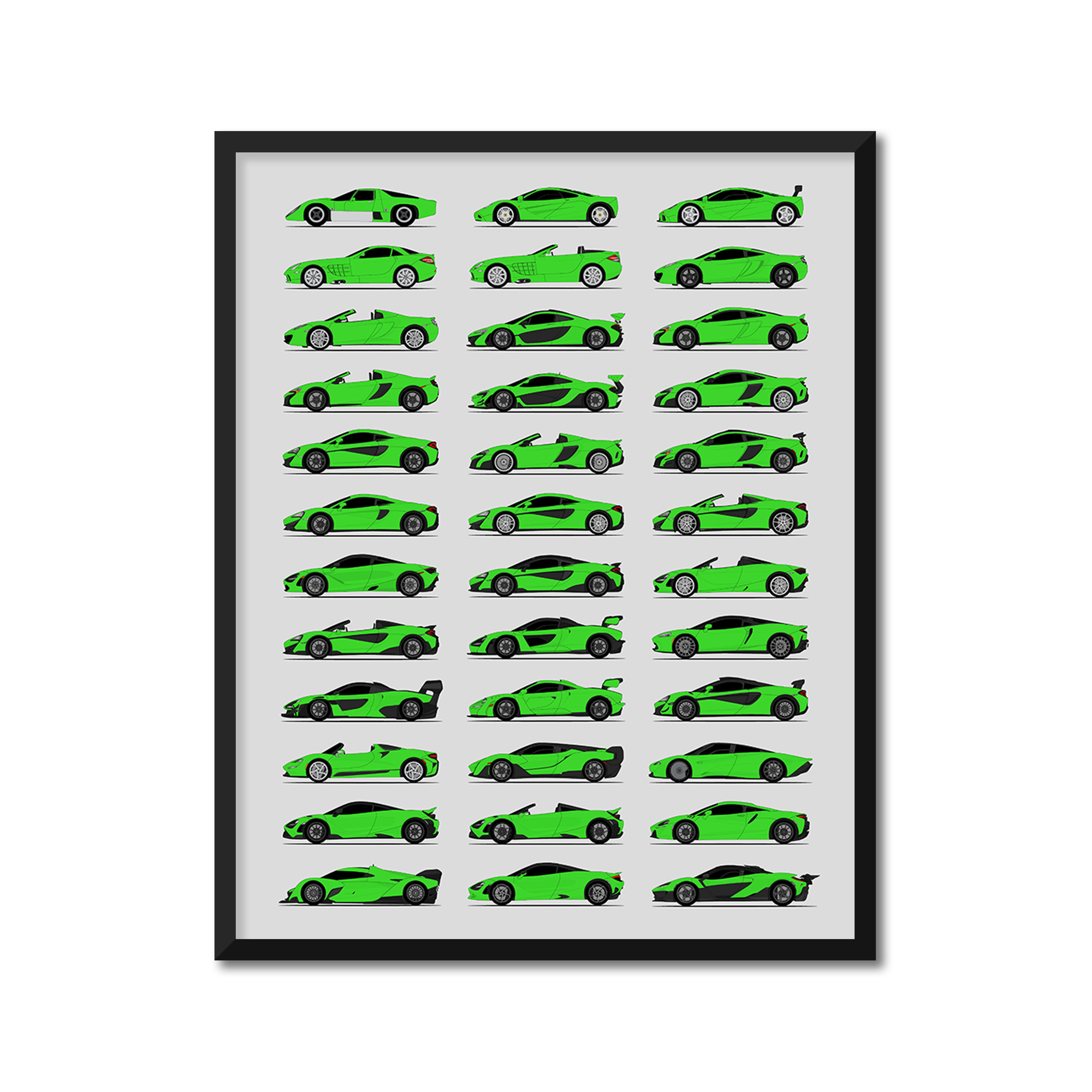 Mclaren Generations History and Evolution Poster (Side Profile)