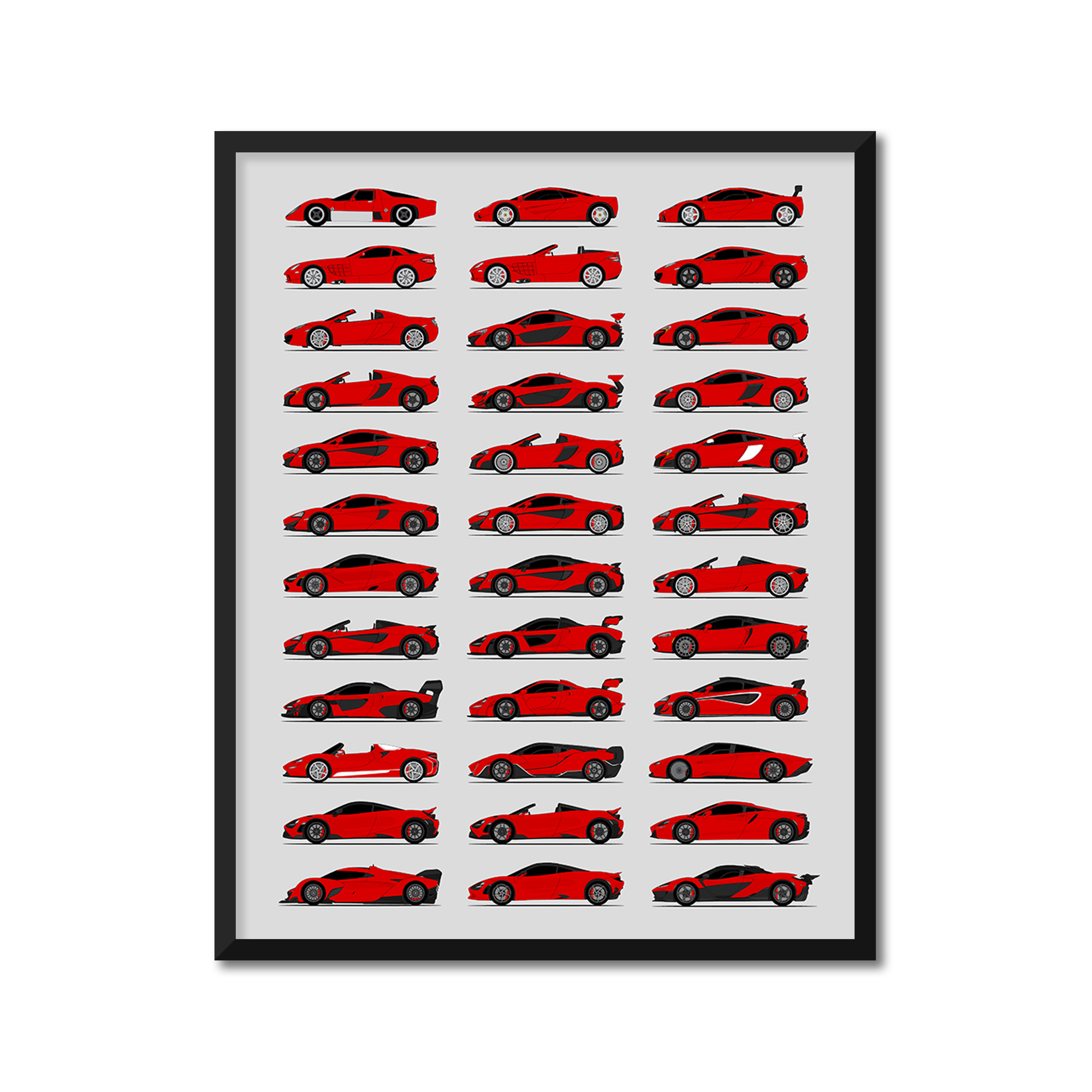 Mclaren Generations History and Evolution Poster (Side Profile)