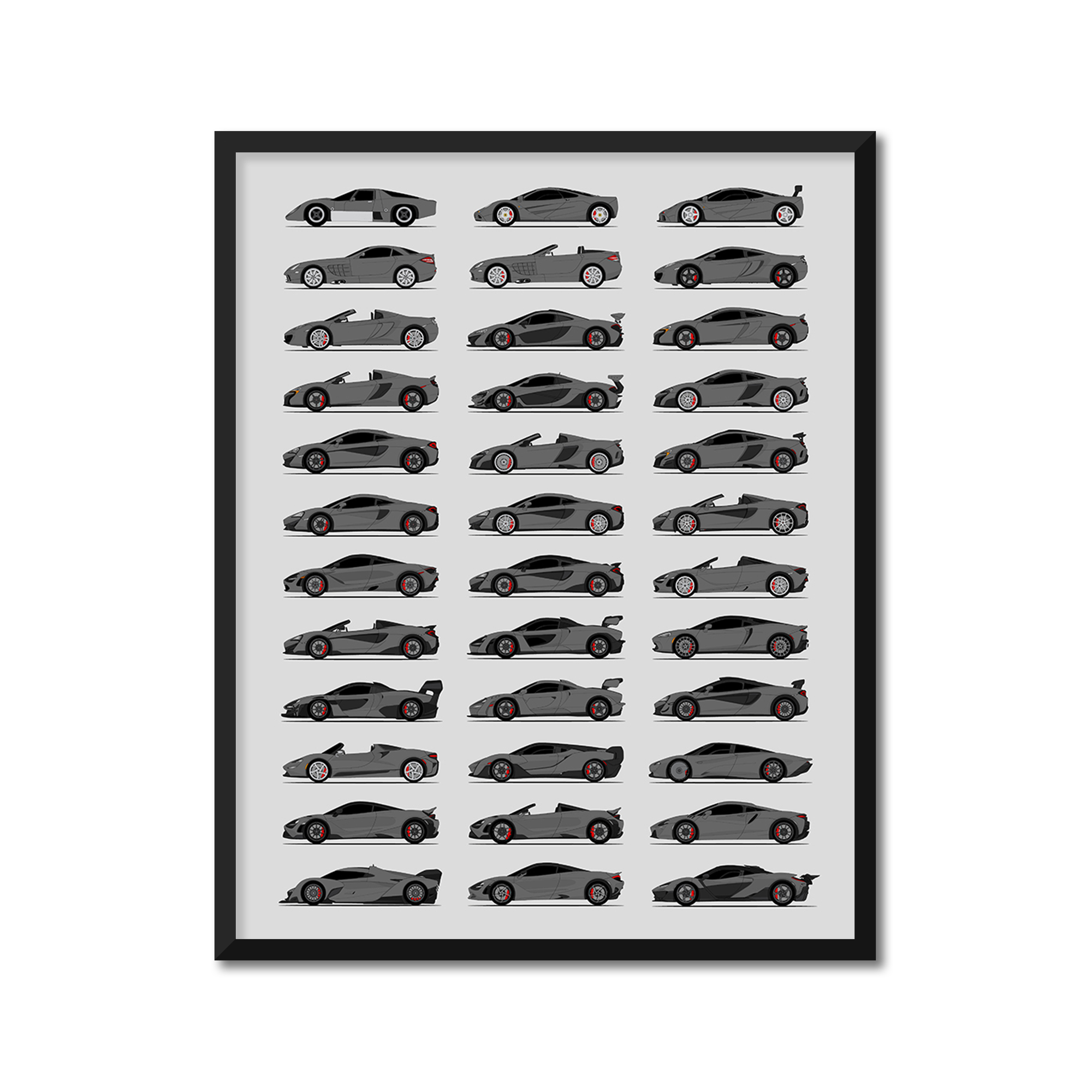 Mclaren Generations History and Evolution Poster (Side Profile)