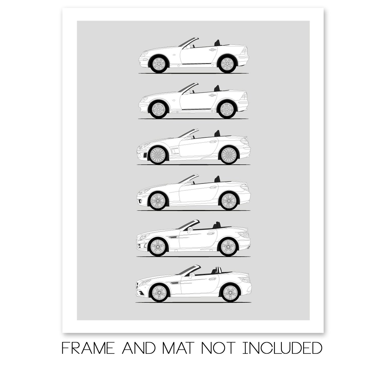 Mercedes-Benz SLK and SLC Generations History and Evolution Poster (Side Profile)