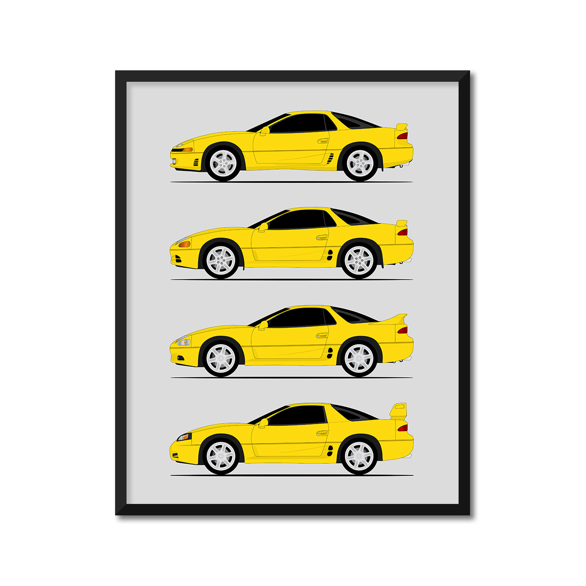 Mitsubishi 3000GT Generations History and Evolution Poster (Side Profile)