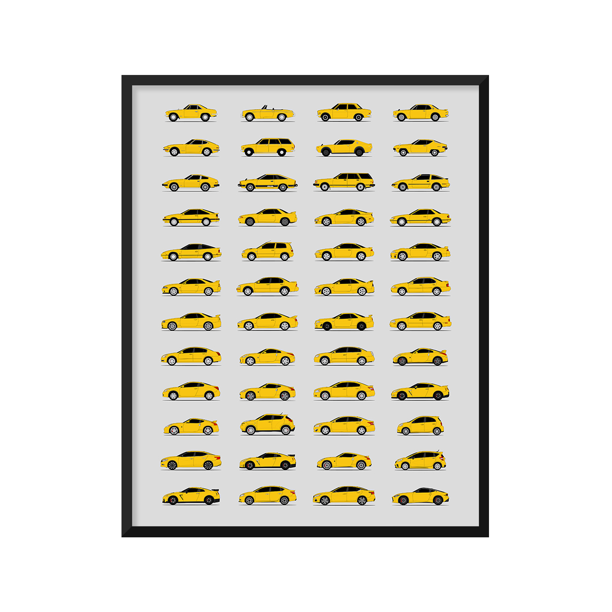 Nissan Best Generations History and Evolution Poster (Side Profile)