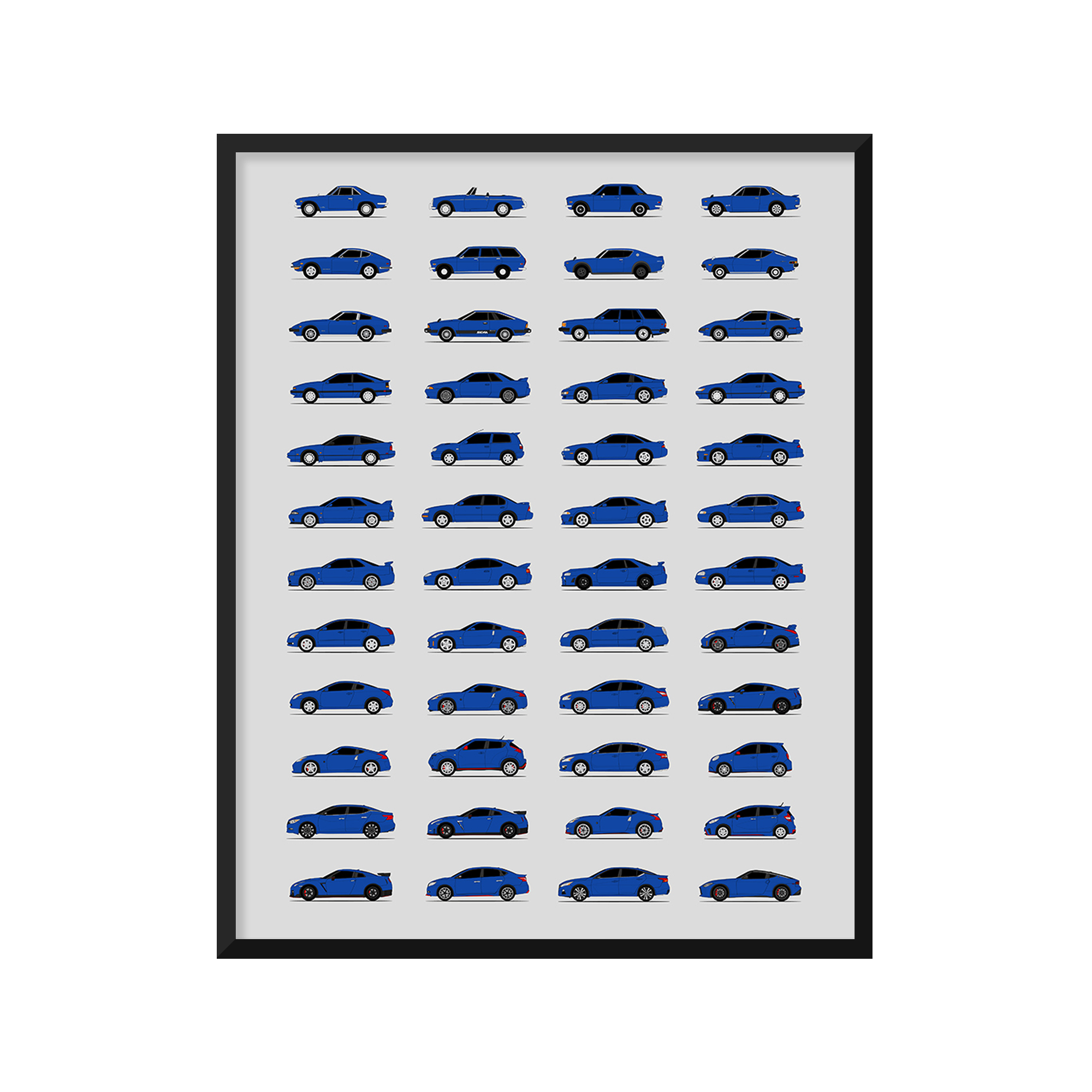 Nissan Best Generations History and Evolution Poster (Side Profile)