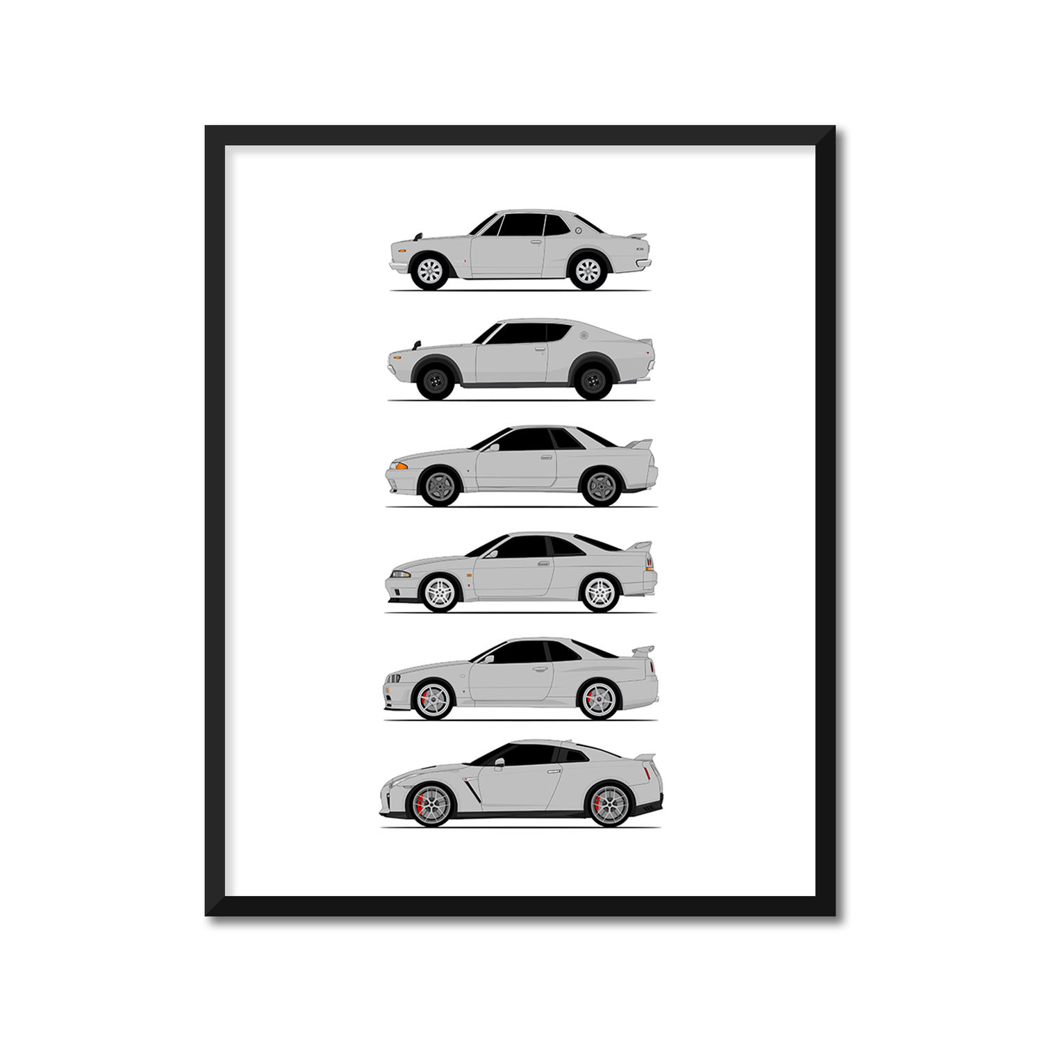 Nissan Skyline GT-R Generations (Side Profile)