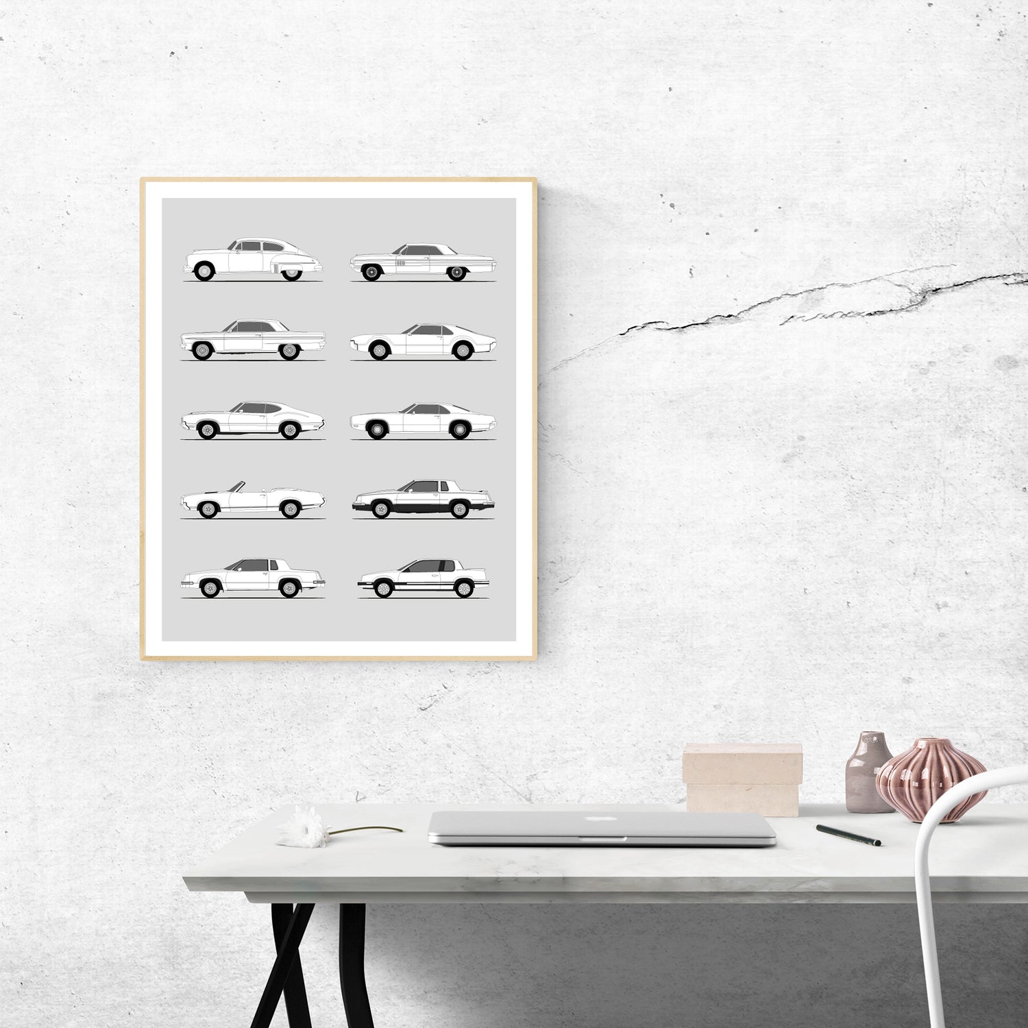 Oldsmobile Best Generations History and Evolution Poster (Side Profile)