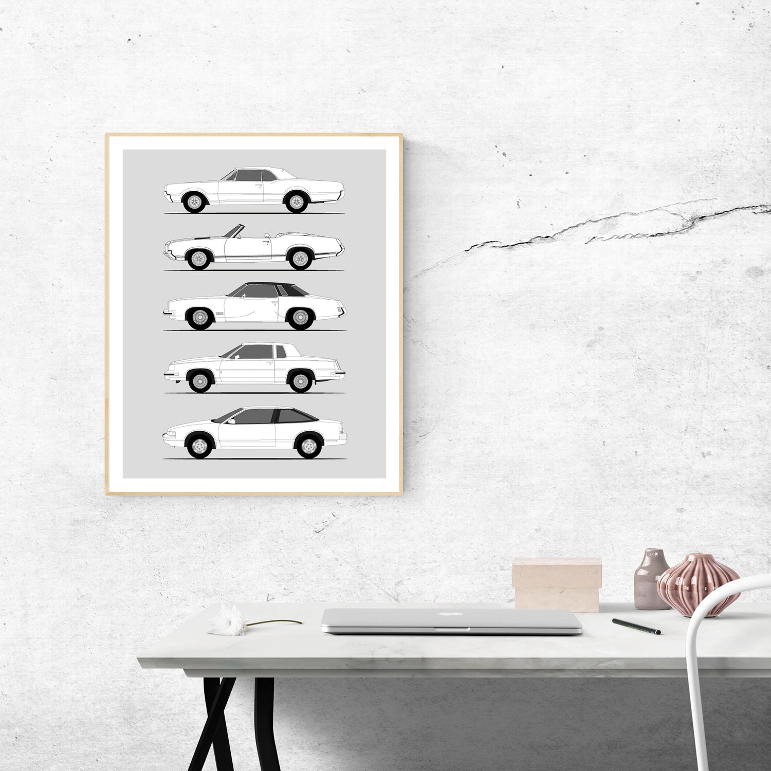 Oldsmobile Cutlass Supreme Generations History and Evolution Poster (Side Profile)