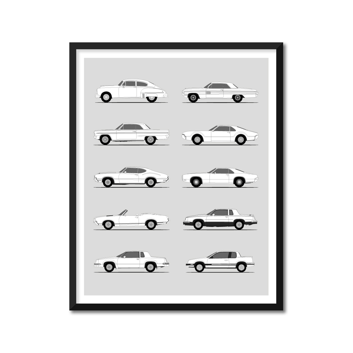 Oldsmobile Best Generations History and Evolution Poster (Side Profile)