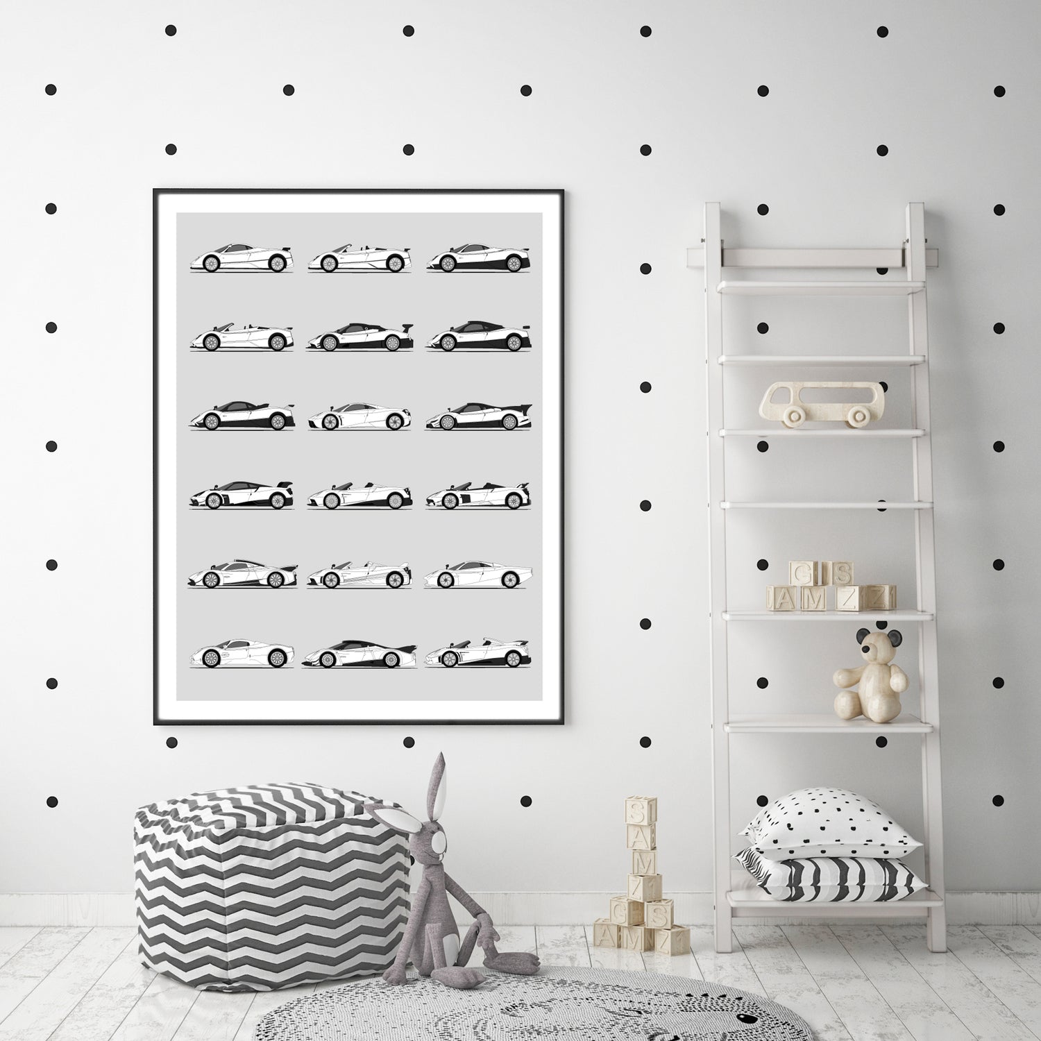 Pagani Best Generations History and Evolution Poster (Side Profile)