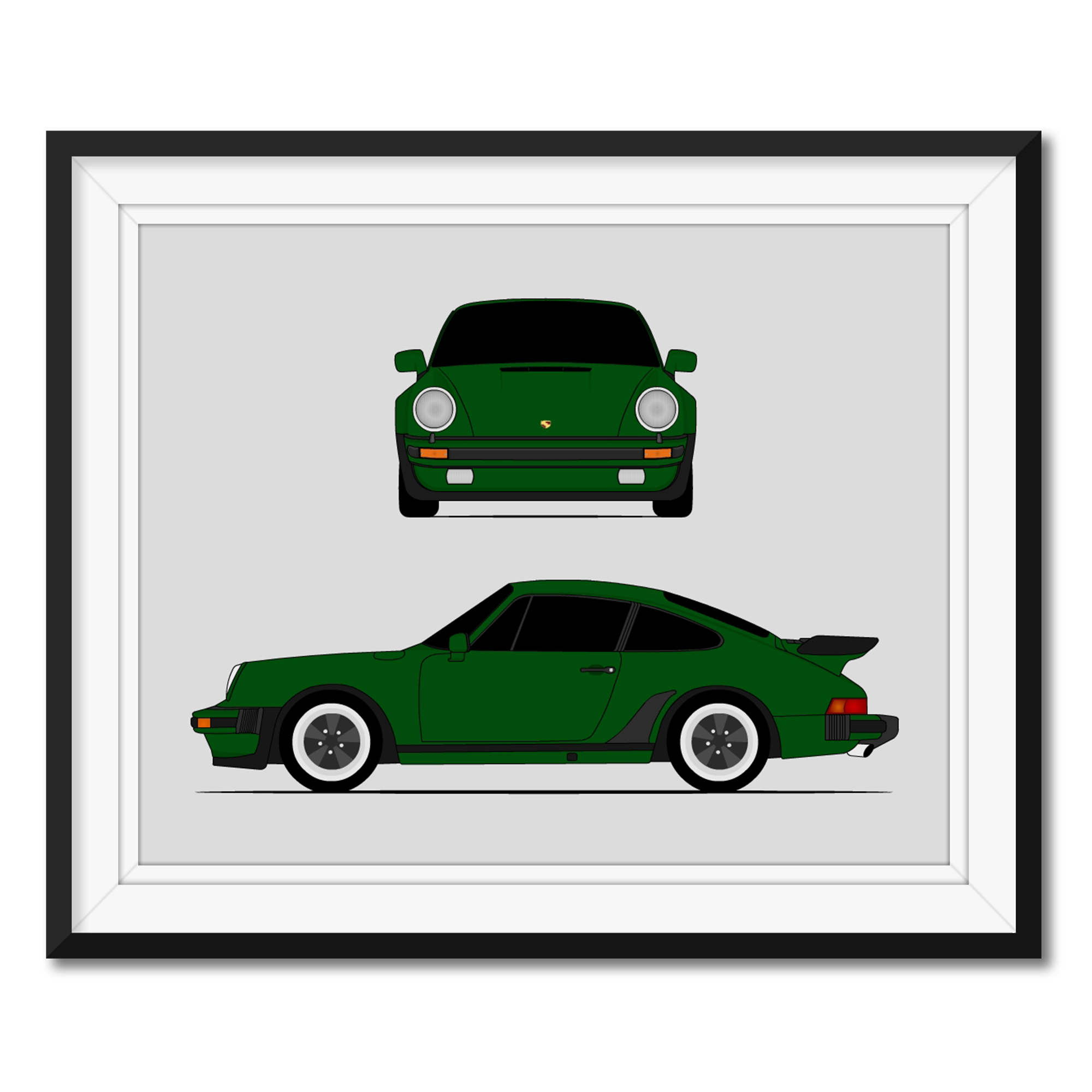 Porsche 911 Turbo 930 (1975-1984) (Front and Side) Car Poster