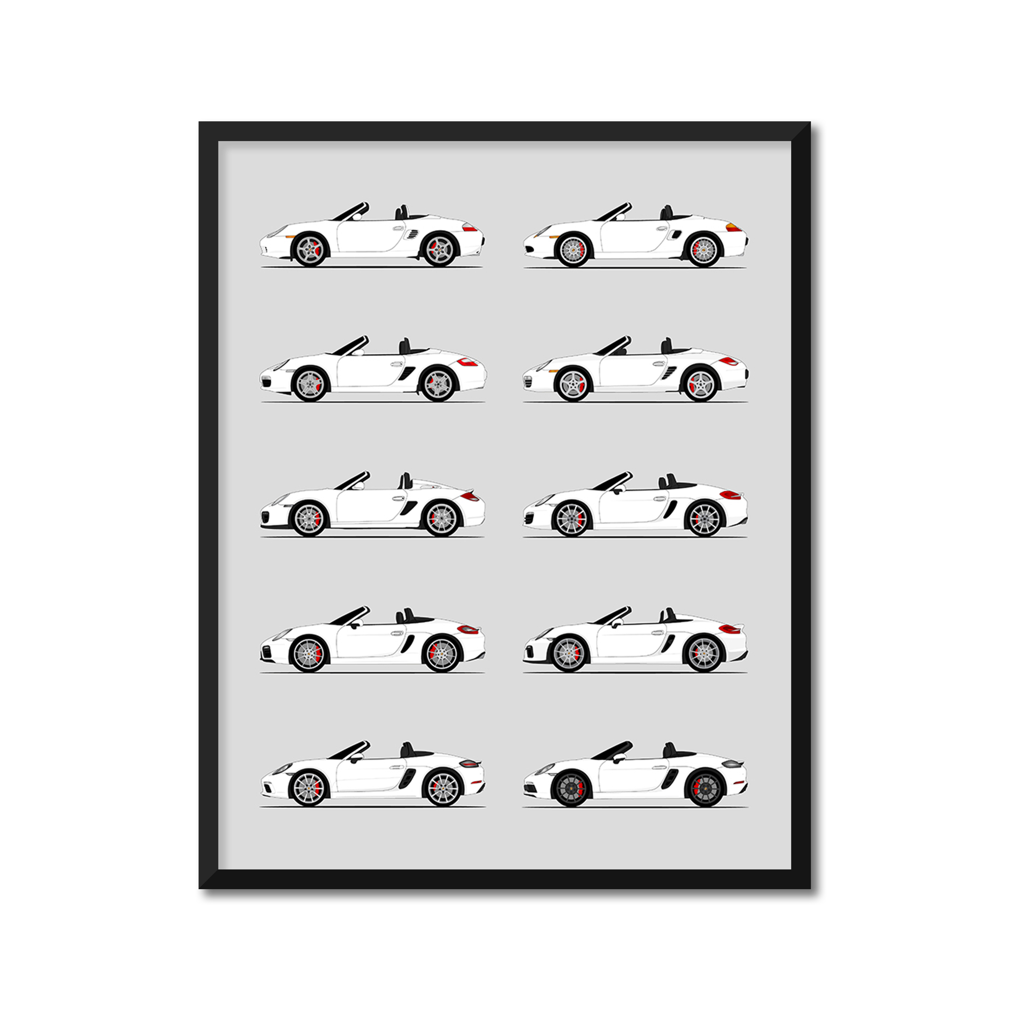 Porsche Boxster Generations History and Evolution Poster (Side Profile)
