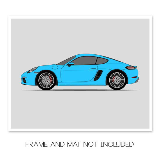 Porsche Cayman S 718 (2016-2020) (Side Profile) Poster