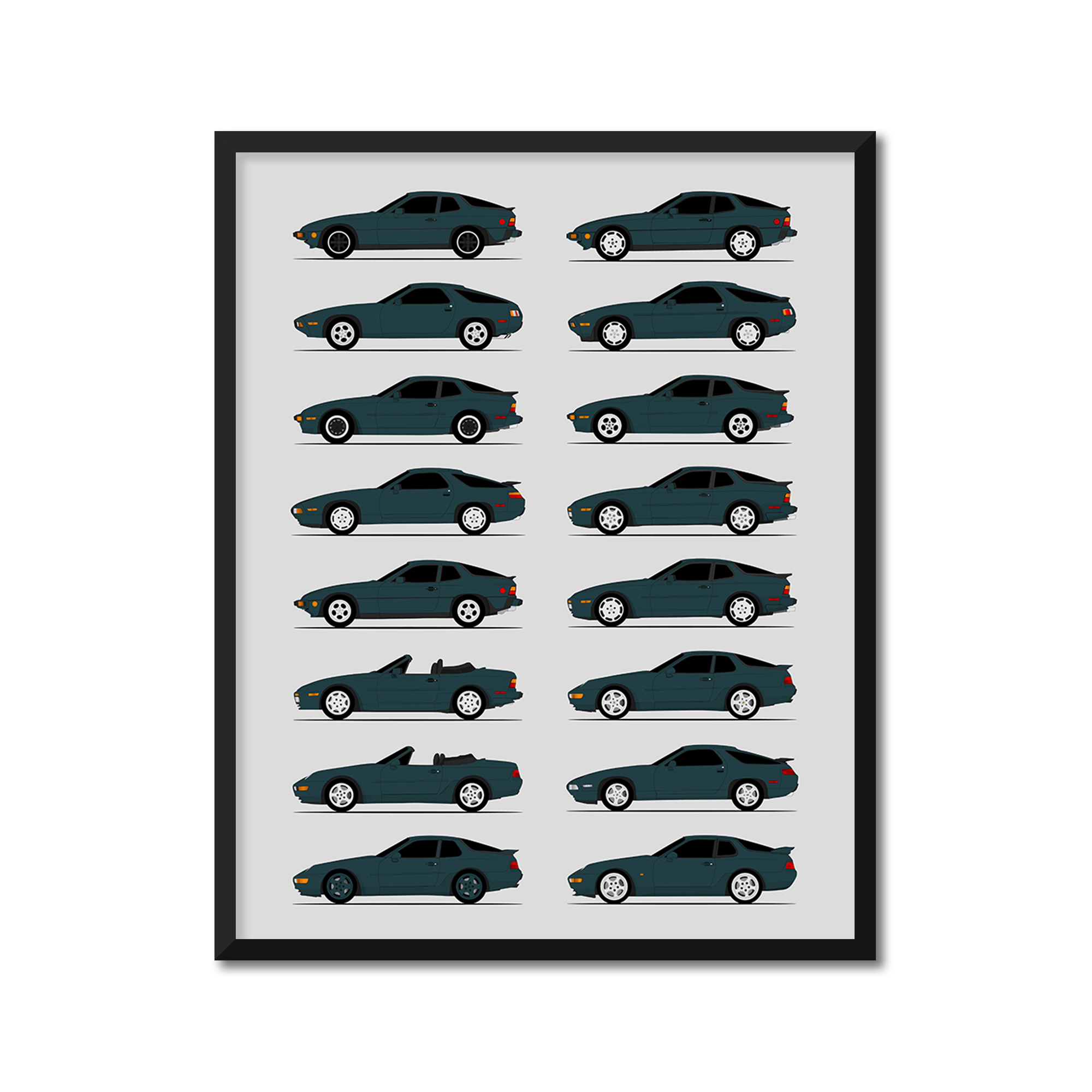 Porsche 924 928 944 968 Generations (Side Profile)