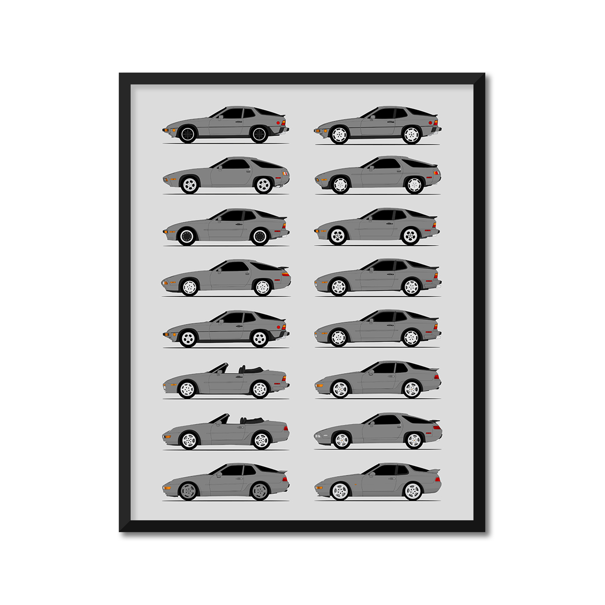 Porsche 924 928 944 968 Generations (Side Profile)