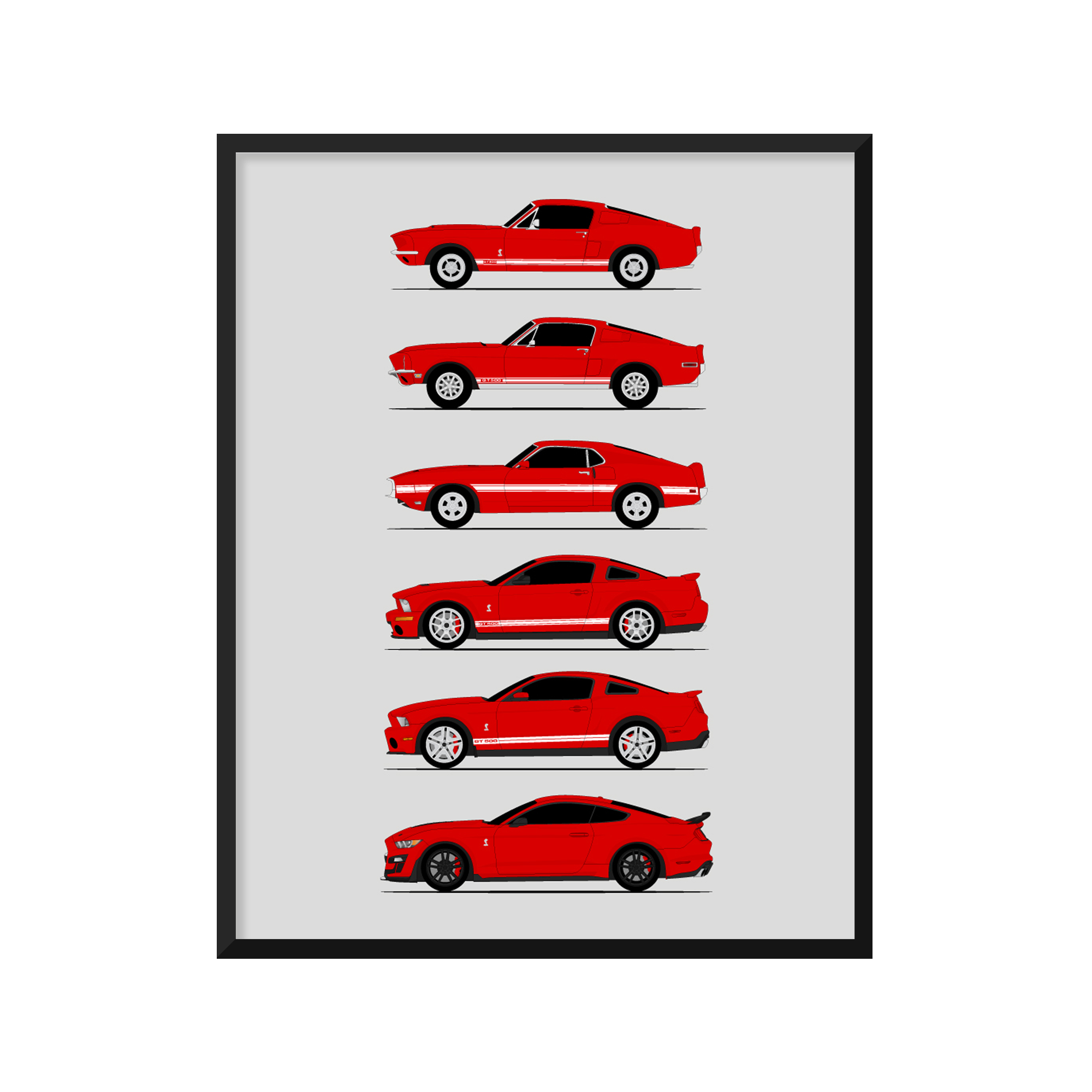 Ford Mustang Shelby GT500 Generations (Side Profile)