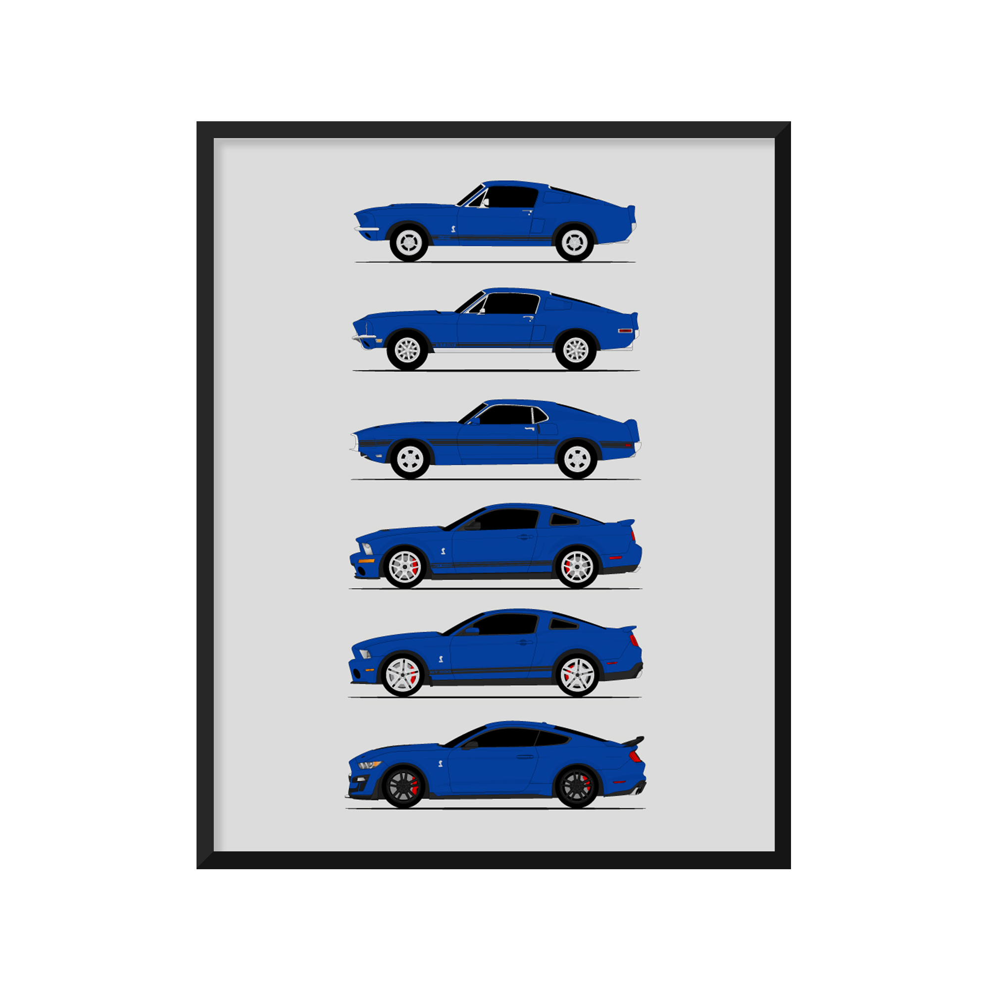 Ford Mustang Shelby GT500 Generations (Side Profile)