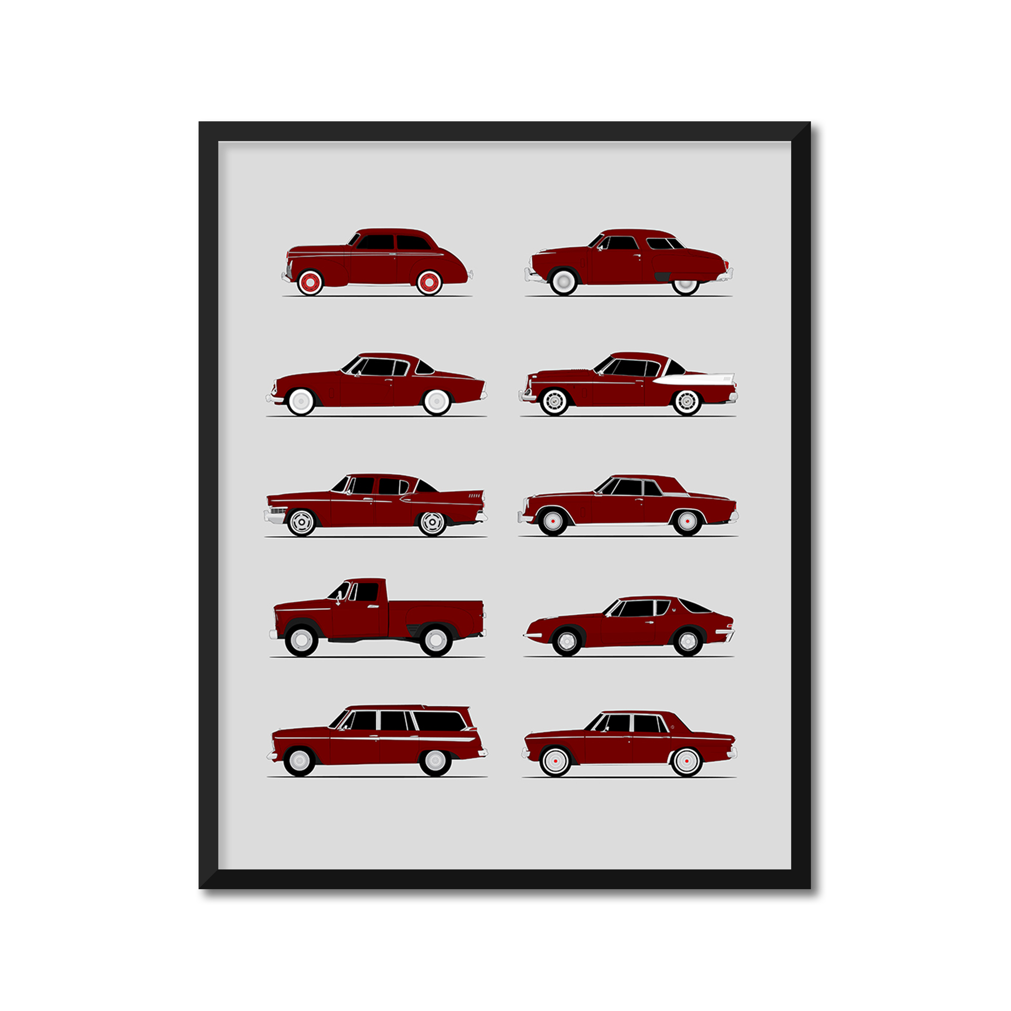 Studebaker Best Generations History and Evolution Poster (Side Profile)