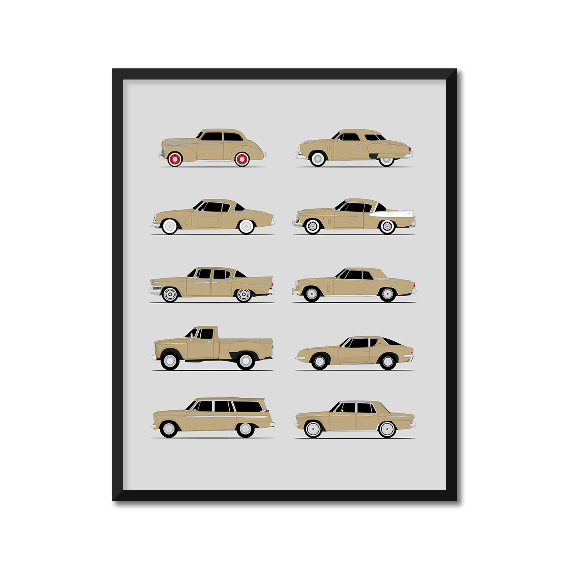 Studebaker Best Generations History and Evolution Poster (Side Profile)
