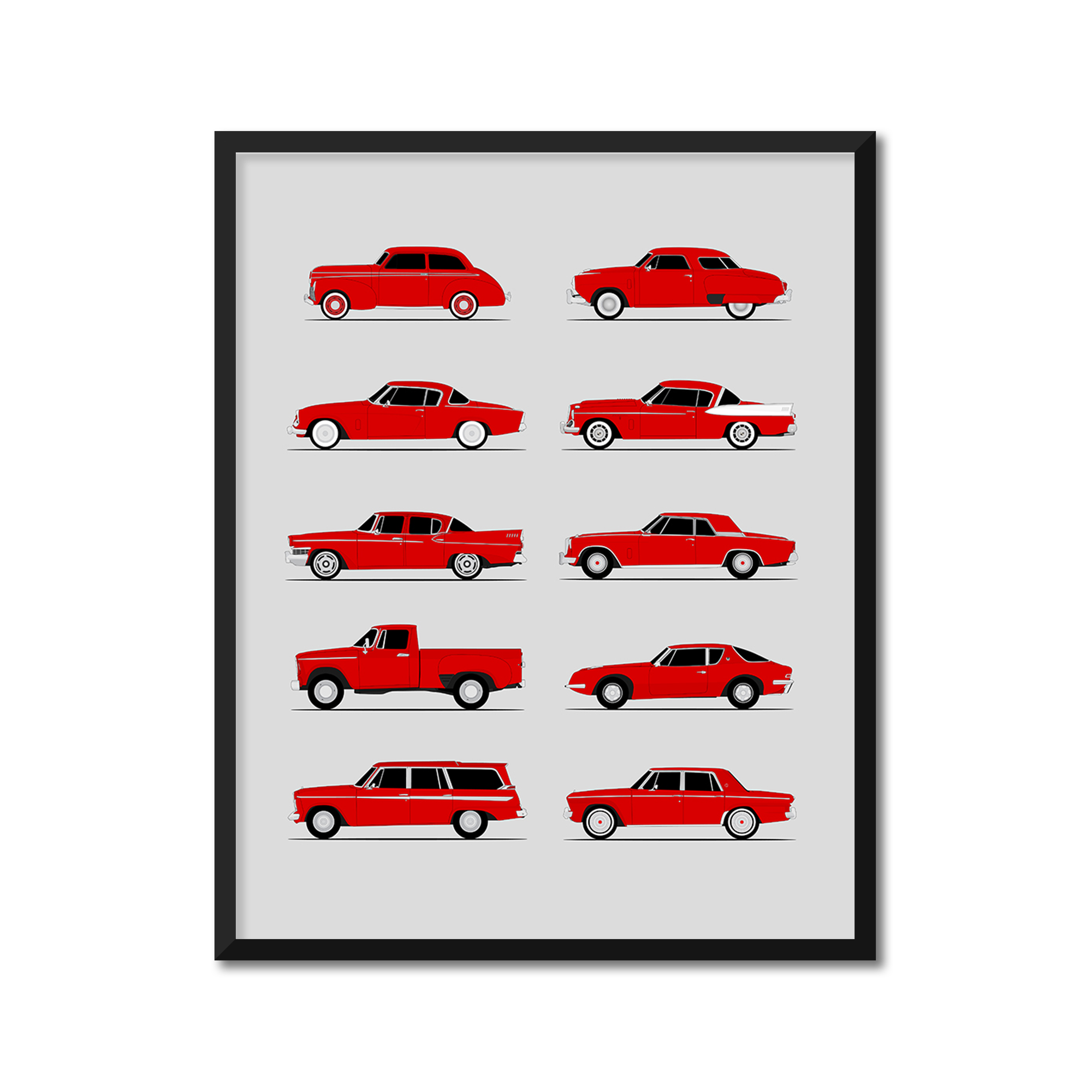 Studebaker Best Generations History and Evolution Poster (Side Profile)