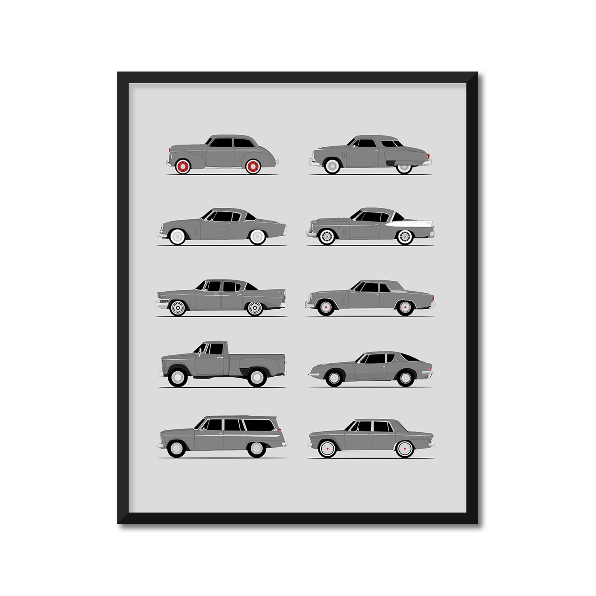 Studebaker Best Generations History and Evolution Poster (Side Profile)
