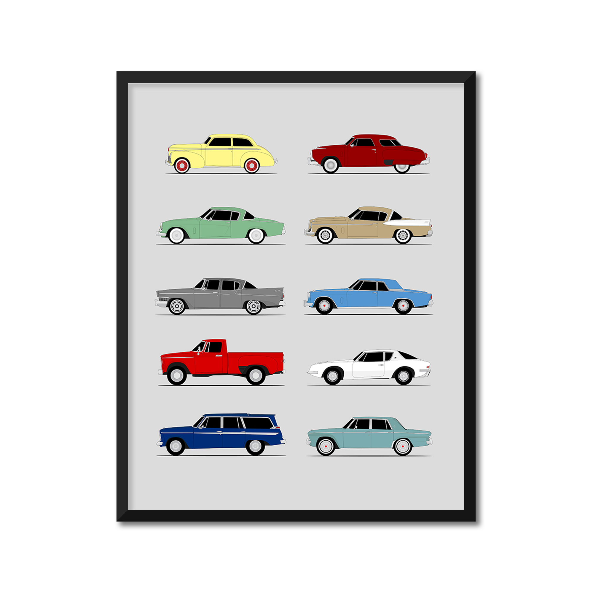 Studebaker Best Generations History and Evolution Poster (Side Profile)