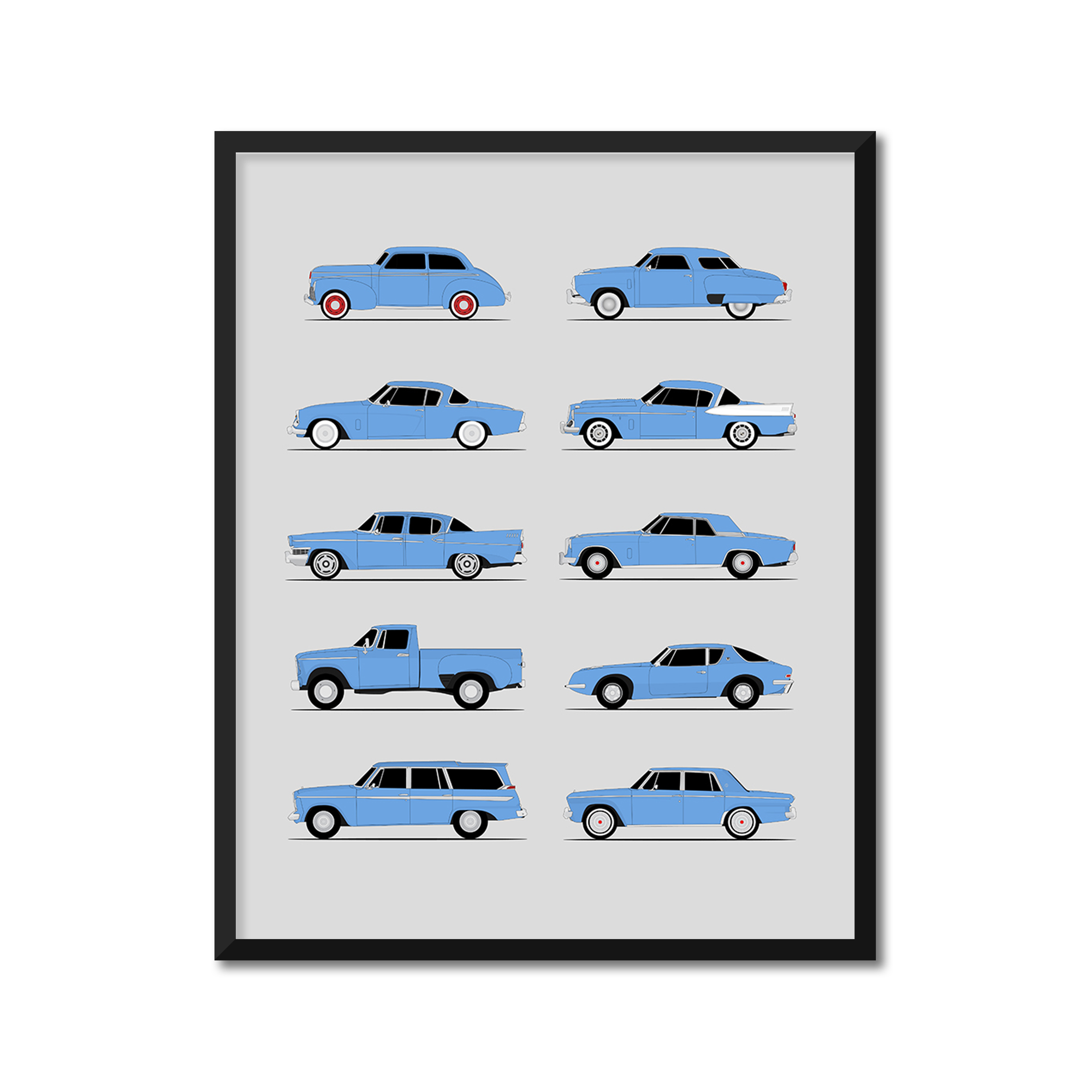Studebaker Best Generations History and Evolution Poster (Side Profile)