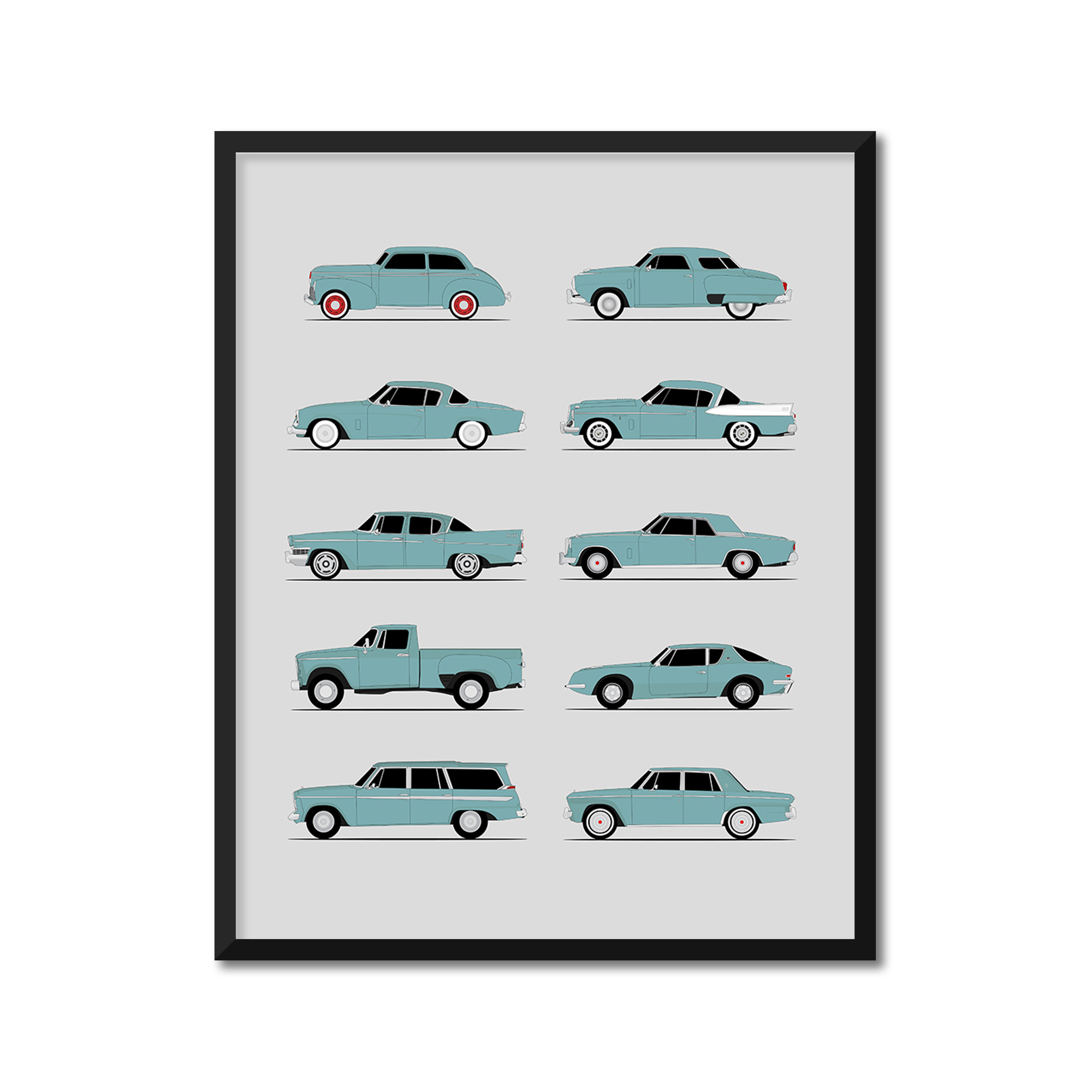 Studebaker Best Generations History and Evolution Poster (Side Profile)
