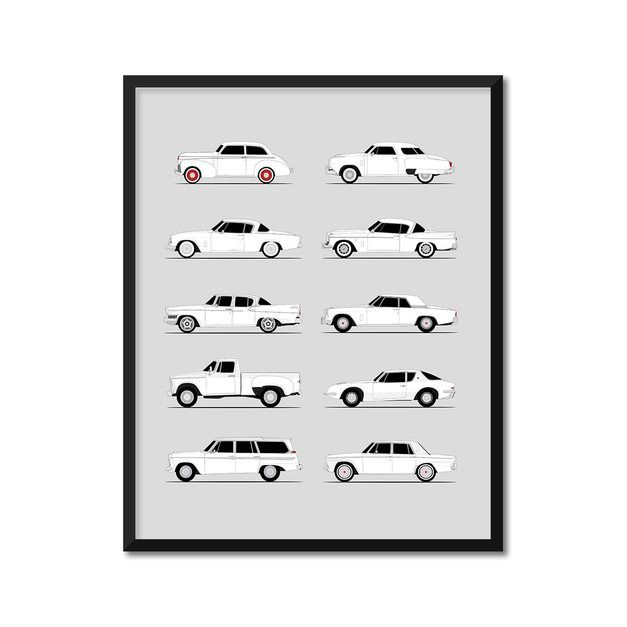 Studebaker Best Generations History and Evolution Poster (Side Profile)
